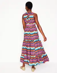 Serena Cotton Tie Maxi Dress-Multi. Abstract Wave(Petite,2)