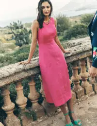 Carla Linen Midi Dress-Pink Peony(Petite,2)