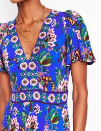 Ellie Flutter Maxi Tea Dress-Gallery Blue. Botanica Terrace(Petite,2)