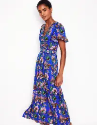 Ellie Flutter Maxi Tea Dress-Gallery Blue. Botanica Terrace(Petite,2)