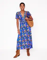 Ellie Flutter Maxi Tea Dress-Gallery Blue. Botanica Terrace(Petite,2)