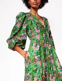 Lola Blouson Maxi Dress-Green. Botanica Terrace(Petite,2)