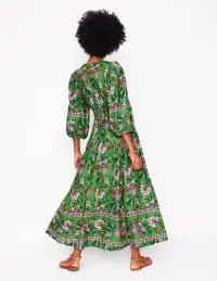 Lola Blouson Maxi Dress-Green. Botanica Terrace(Petite,2)