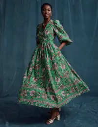 Lola Blouson Maxi Dress-Green. Botanica Terrace