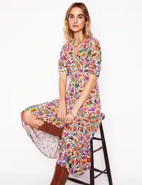 Rosie Godet Tea Dress-Multi. Oriental Paradise