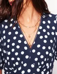 Rosie Godet Tea Dress-French Navy. Abstract Dot(Petite,2)