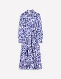 Marcia Jersey Midi Shirt Dress-Bright Blue. Elaborate Stamp(Petite,2)