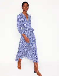 Marcia Jersey Midi Shirt Dress-Bright Blue. Elaborate Stamp