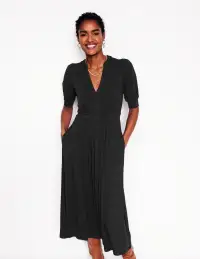 Lily Jersey Midi Tea Dress-Black(Petite,2)