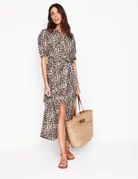 Alexa Maxi Shirt Dress-Sandpiper Beige. Cheetah Pop(Petite,2)
