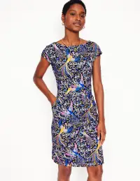Florrie Jersey Dress-French Navy.Enchanting Peacock