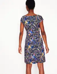 Florrie Jersey Dress-French Navy.Enchanting Peacock(Petite,2)