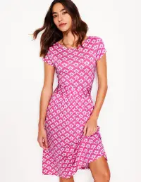 Amelie Jersey Dress-Tickled Pink. Cloud Terrace