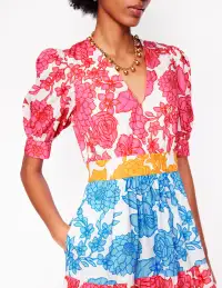 Bella Puff Sleeve Maxi Dress-Multi. Blossom Cascade(Petite,2)