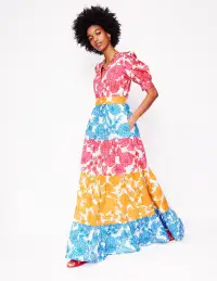 Bella Puff Sleeve Maxi Dress-Multi. Blossom Cascade(Petite,2)