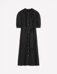 Ada Linen Midi Dress-Black(Petite,2)