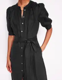 Ada Linen Midi Dress-Black(Petite,2)