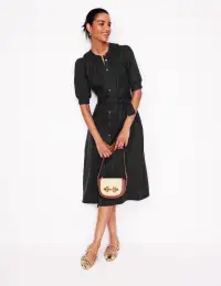Ada Linen Midi Dress-Black(Petite,2)