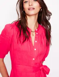 Ada Linen Midi Dress-Camelia Pink(Petite,2)