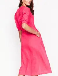 Ada Linen Midi Dress-Camelia Pink(Petite,2)