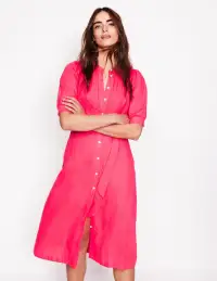 Ada Linen Midi Dress-Camelia Pink(Petite,2)