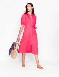 Ada Linen Midi Dress-Camelia Pink(Petite,2)