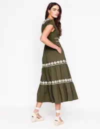 Eloise Embroidered Midi Dress-Classic Khaki(Petite,2)