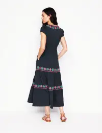 Eloise Embroidered Midi Dress-Navy(Petite,2)