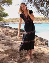 Eloise Embroidered Midi Dress-Navy(Petite,2)