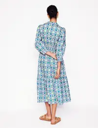 Elena Tiered Cotton Midi Dress-Multi. Floweret Tile(Petite,2)