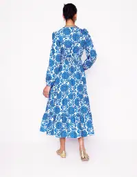 Violet Cotton Midi Dress-Gallery Blue. Dahlia Stamp(Petite,2)