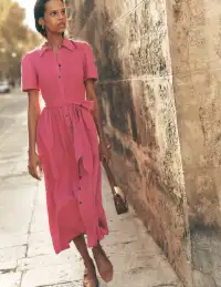 Amber Double Cloth Midi Dress-Cosmos Pink(Petite,2)