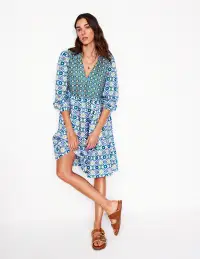 Esme Linen Short Dress-Multi. Floweret Tile(Regular,2)