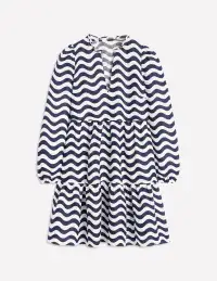 Esme Linen Short Dress-French Navy. Mono Wave(Regular,2)