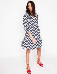 Esme Linen Short Dress-French Navy. Mono Wave
