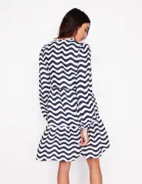 Esme Linen Short Dress-French Navy. Mono Wave(Regular,2)