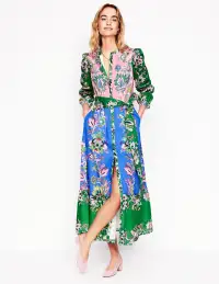 Mia Tiered Shirt Dress-Multi. Botanica Terrace(Petite,2)