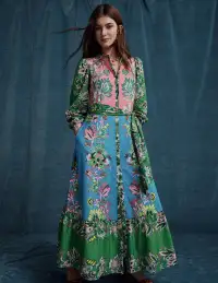 Mia Tiered Shirt Dress-Multi. Botanica Terrace(Petite,2)