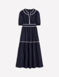 Rhea Embroidered Midi Dress-Navy(Petite,2)