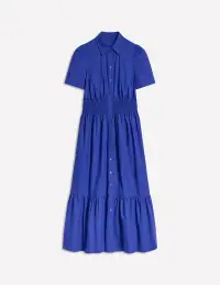 Jane Smocked Shirt Dress-Bright Blue(Petite,2)