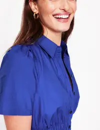 Jane Smocked Shirt Dress-Bright Blue(Petite,2)
