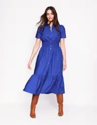 Jane Smocked Shirt Dress-Bright Blue(Petite,2)