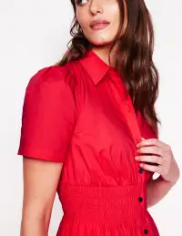Jane Smocked Shirt Dress-Strawberry Tart Red(Petite,2)
