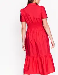Jane Smocked Shirt Dress-Strawberry Tart Red(Petite,2)