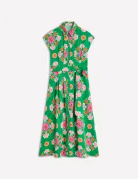 Rachel Cotton Midi Shirt Dress-Rich Emerald. Meadow Posy(Petite,2)
