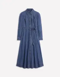 Mila Denim Midi Shirt Dress-Mid Vintage(Petite,2)