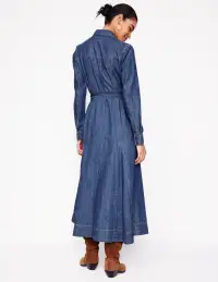 Mila Denim Midi Shirt Dress-Mid Vintage(Petite,2)