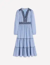 Violet Linen Blend Midi Dress-Chambray(Petite,2)