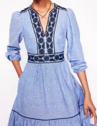 Violet Linen Blend Midi Dress-Chambray(Petite,2)