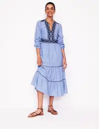 Violet Linen Blend Midi Dress-Chambray(Petite,2)